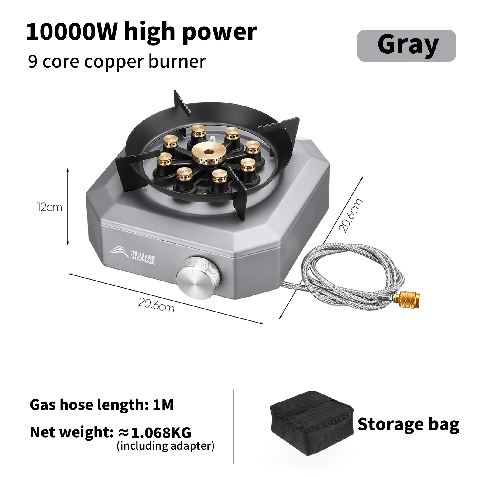 BISINNA Camping Gasfornuis 10000W Hoge Vermogen Draagbaar 9 Kern Winddicht Gesplitst Fornuis voor Picknick BBQ Buiten Koken