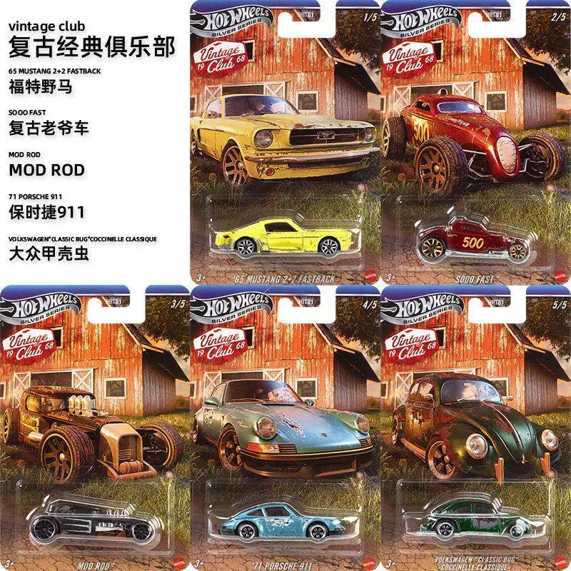 

Оригинальная модель автомобиля Hot Wheels Classic Club: Mustang, Porsche 911, Volkswagen Beetle. Ретро-модель из сплава, серия HRT81 Silver Label, литая под давлением.