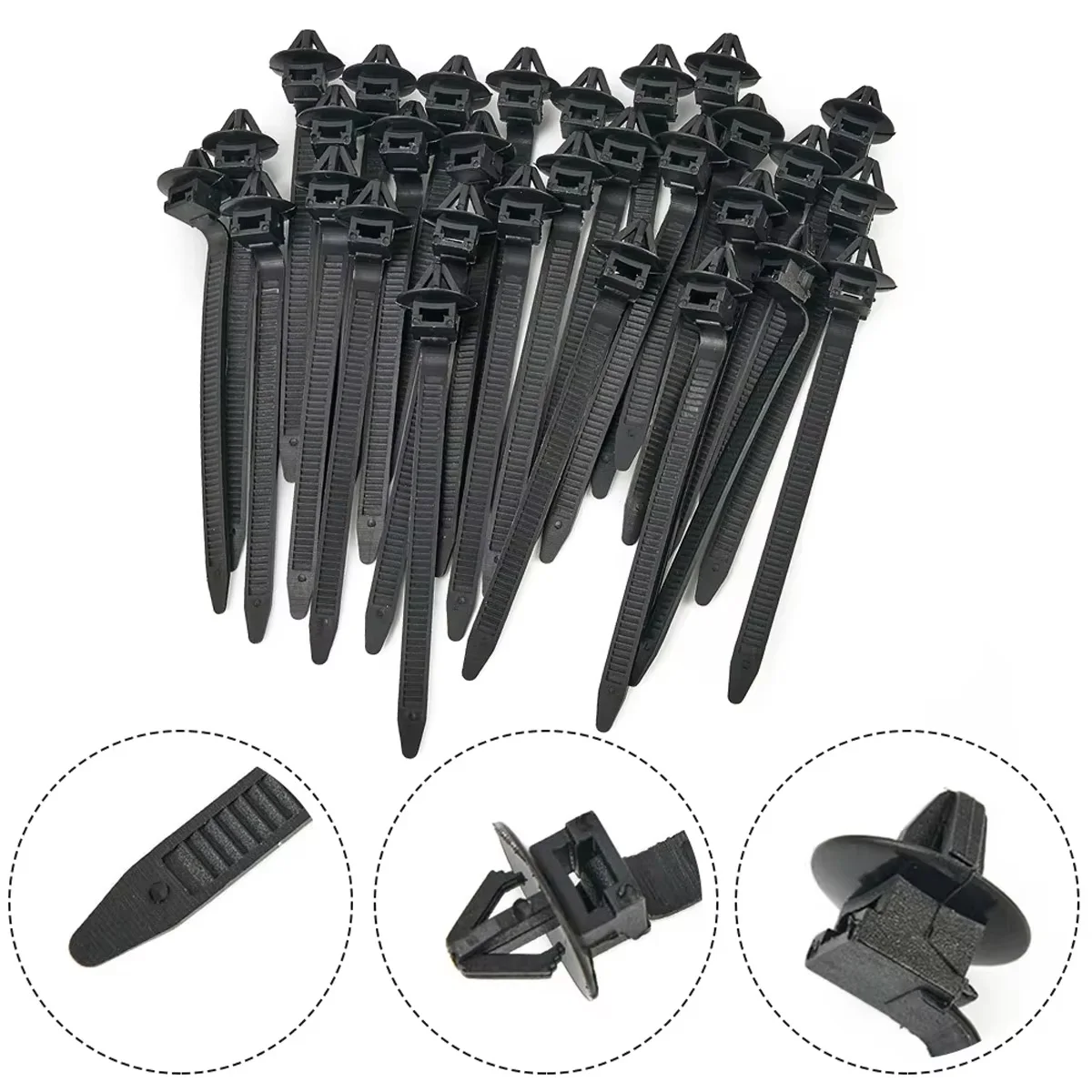 YONGRUN 10/20/50/100/200pcs Automotive Push Wire Harnes Tie Multi Purpose Self Locking Tie Black Nylon Tie Used For Wire Binding