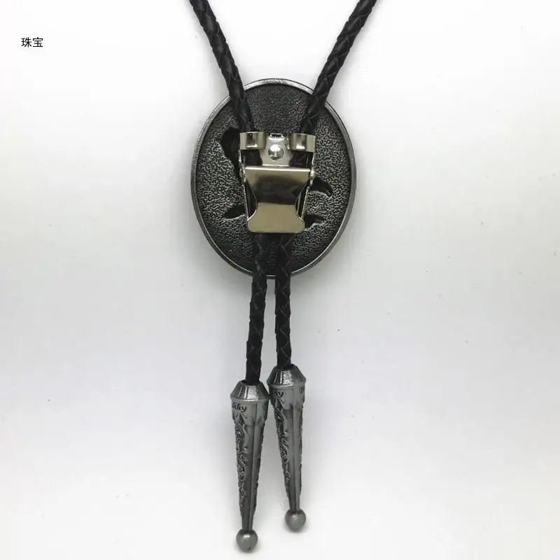 X5QE Punk Bolo Tie with Charm Necktie Necklace Costume Accessory