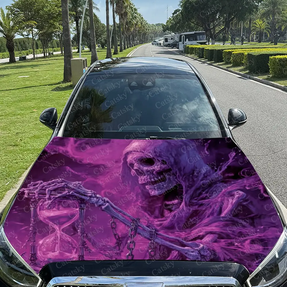 

Цепь песочные часы скелет наклейка на капот автомобиля, прочные автомобильные виниловые обертки подходят для большинства автомобилей, защита капота двигателя автомобиля