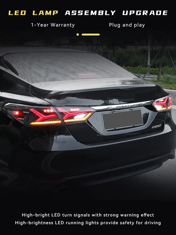 

Автомобильные фары для Toyota Camry 2018-2023, задний фонарь в стиле рыбьей кости, дизайн, полностью светодиодный объектив проектора, задний фонарь, инструмент, автоаксессуары