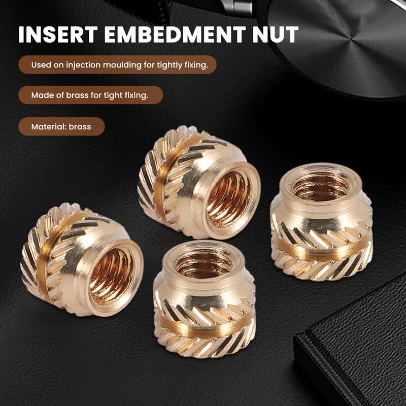 100Pcs M3 Thread Knurled Brass Threaded Heat Set Heat Resistant Insert Embedment Nut,M3X5X4,For 3D Printer Voron 2.4 Etc