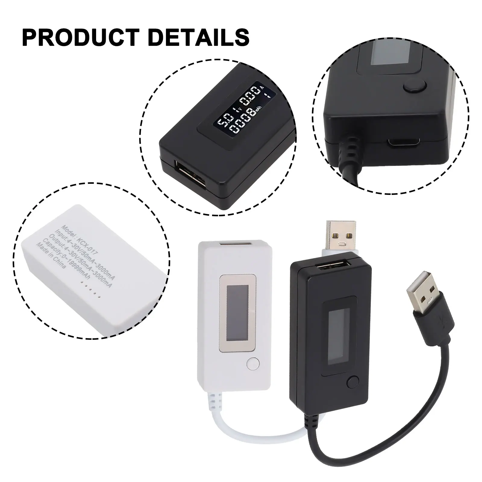 USB Tester LCD Display Voltage Current Meter Power Capacity Detector For Mobile Phone For Battery For Charger Monitoring Tool