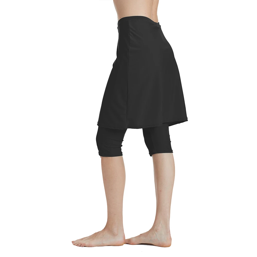 Women's capris leggings energetic skirt swimsuit sunscreen ski （black）