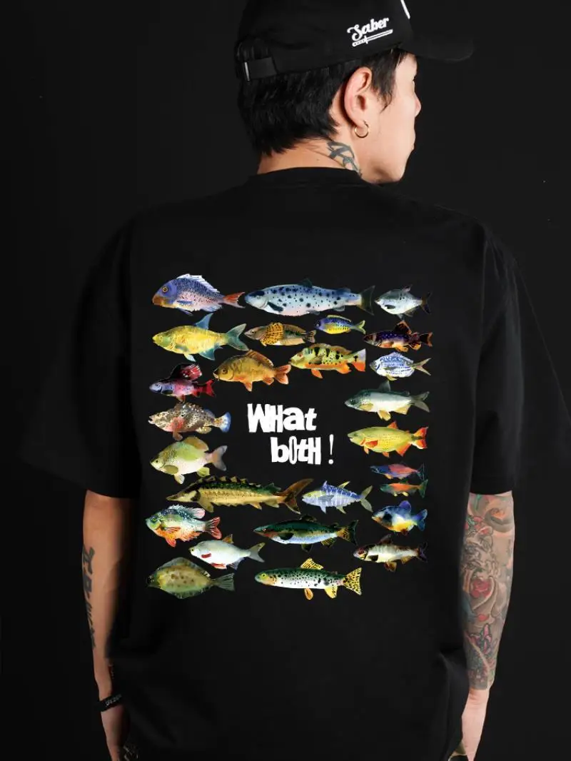 

Мужская и женская футболка с приманкой для морской рыбалки, летняя свободная футболка для рок-рыбалки на мух, уличная пляжная футболка из чистого хлопка с короткими рукавами для рыбалки