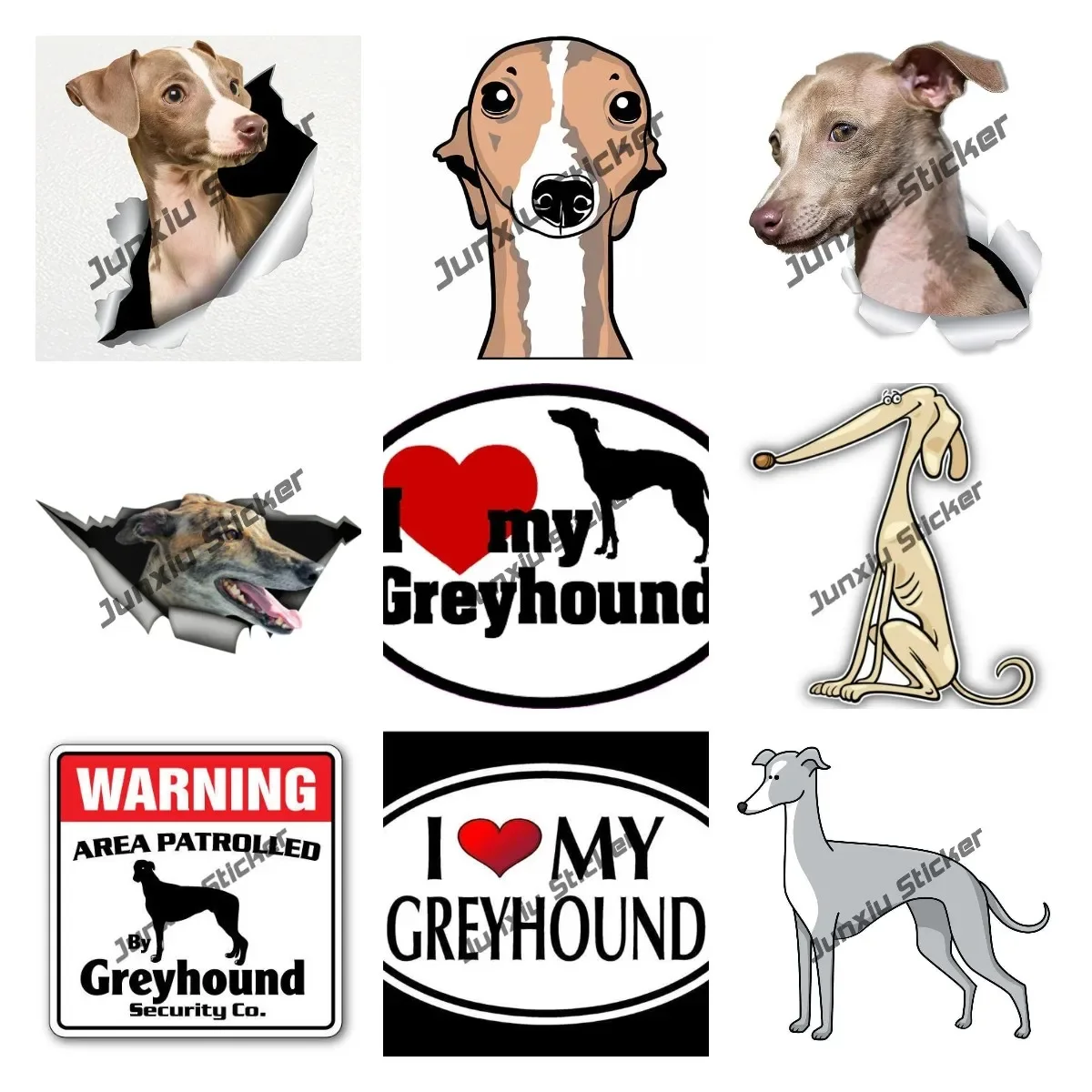 Cute British Greyhound Sticker Sitting Greyhound Vinyl Decal Dog Breed Sticker for Car Window Laptop Trucks Cartoon Accessories