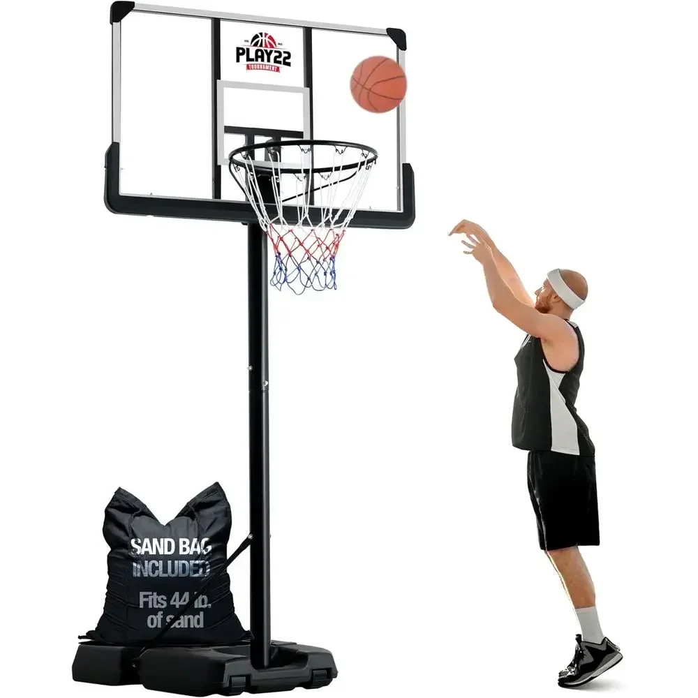 Adjustable 44 Shatterproof Basketball Hoop System for Kids and Adults - Indoor/Outdoor Weatherproof Base