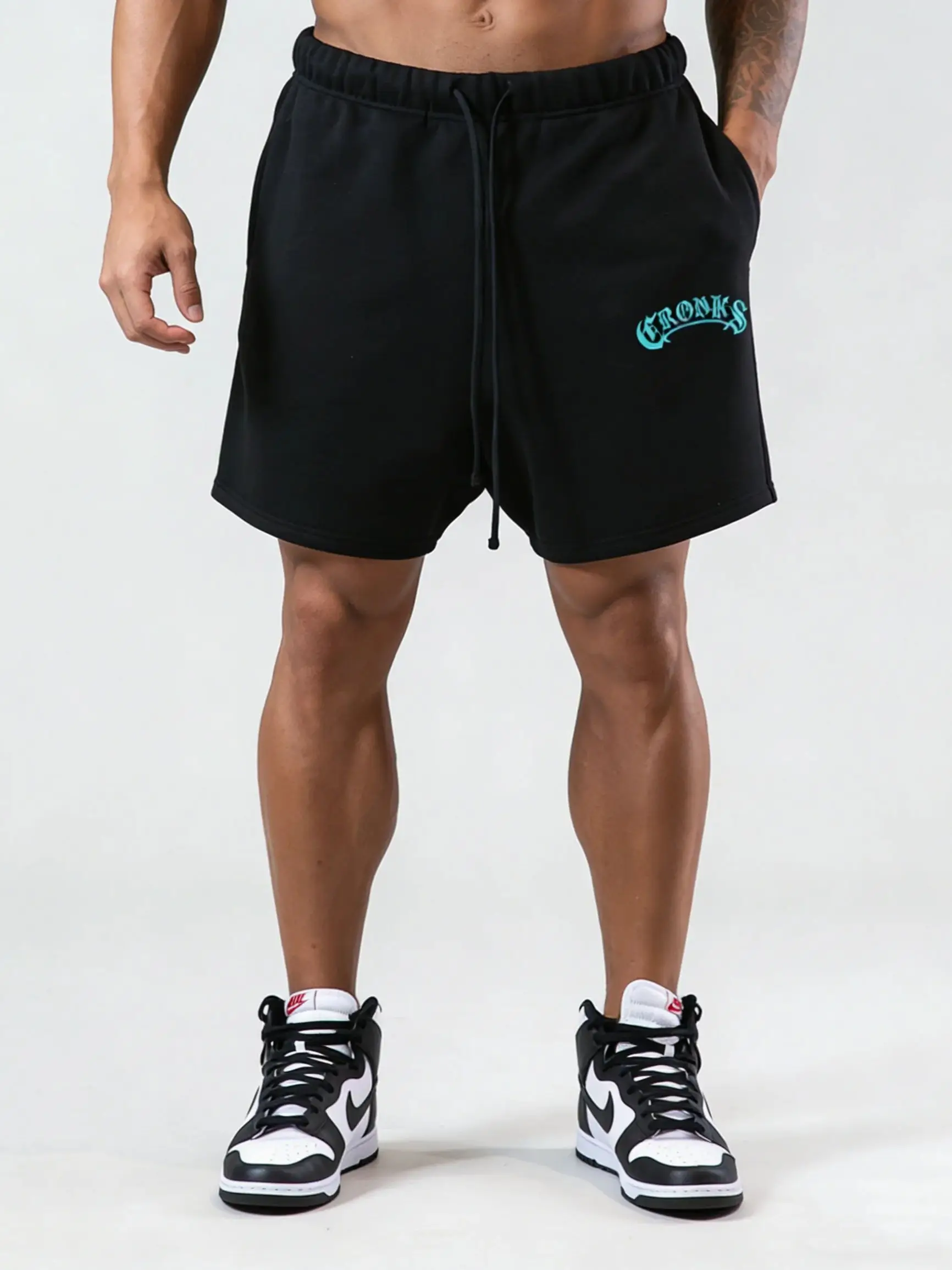 

Мужские летние шорты CRONOS с готическим принтом, черные повседневные шорты свободного кроя с завязками, уличные шорты, спортивные шорты с эластичной резинкой на талии