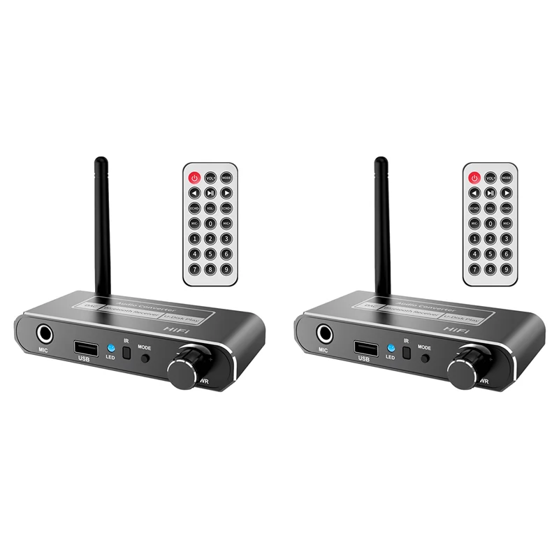 2X محول HIFI DAC لاسلكي بلوتوث 5.2 استقبال الصوت محوري إلى R/L 3.5 مللي متر Aux محول مع U القرص اللعب Mic-Y47A