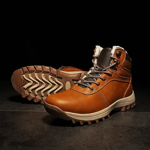 Super Warm Men Winter Boots Big Size Men Boots Fur Plush Snow Boots Waterproof Winter Shoes For Men High Top Outdoor Boots Shoes