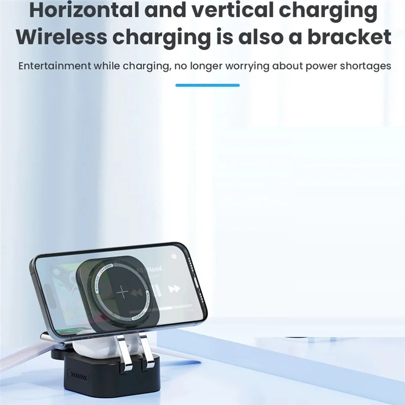 -ABGQ Magnetic Wireless Charger Stand 15W Fast Wireless Charging Desktop Dock Station For Iphone16 15 14 13  Iwatch