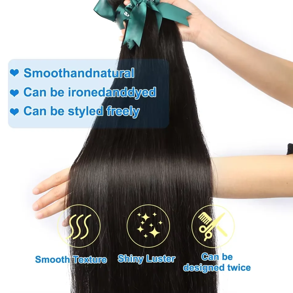 10-30 Inch Straight Bundle Hair 100% Unprocessed Human Bundles Hair Brazilian Virgin Bundle Extensions Double Weft Natural Black