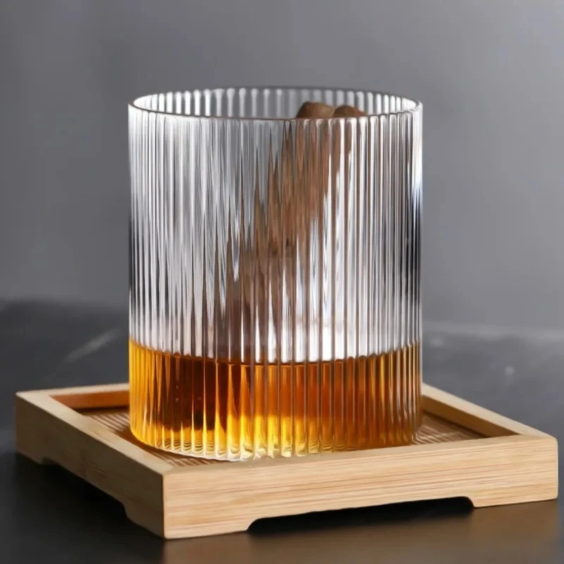 300ML Coffee Mug Japanese Striped Glass Cup Japanese Creative Transparent Bubble Tea Cup Drinkware Shot Glasses Set Whiskey