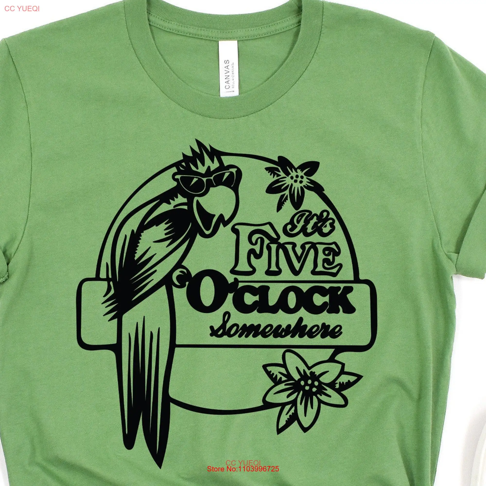 It's 5 O'clock Somewhere Jimmy BuffetT T Shirt Fan Lover ParroT Drinking long or short sleeves