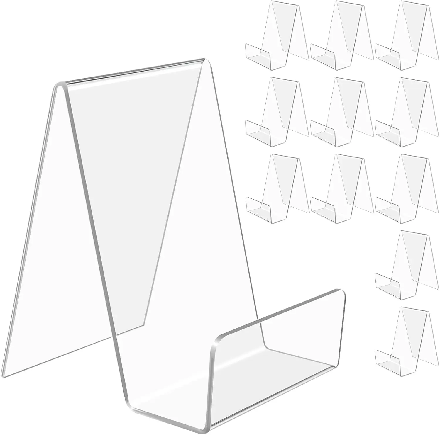 12 Pcs Clear Acrylic Book Display Stand,Clear Easel Tablet Holder for Displaying Books, Pictures, Notebooks, CDs, Artworks, etc