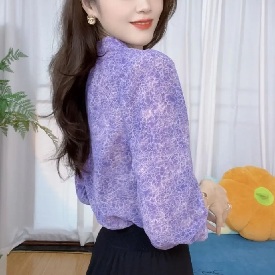 Camicetta floreale in chiffon Camicia estiva da donna con maniche a 3/4 versatile vestibilità ampia e nuovo stile