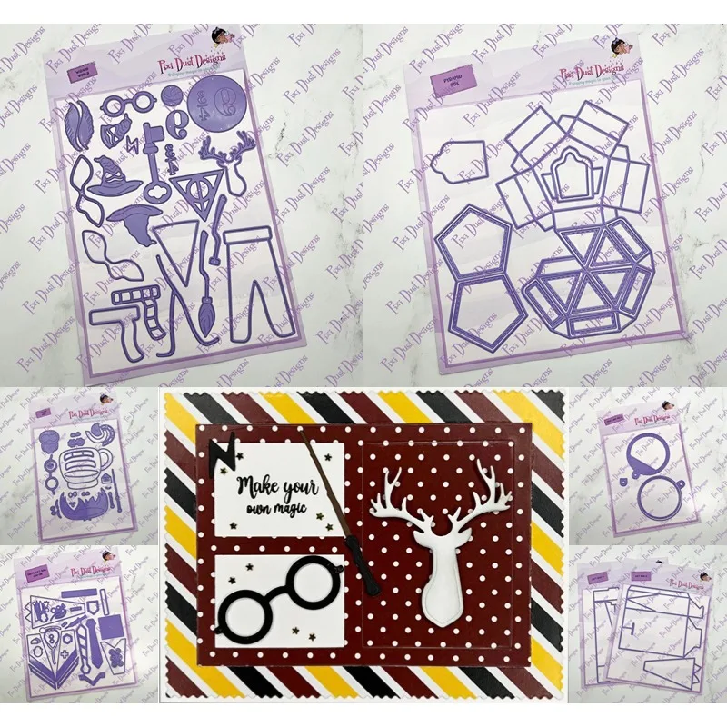 Pyramid Box Suits Gift Bag Wizard World Mug Peek A Boo Tag Metal Cutting Dies Decorate Embossing Diy Greeting Card 2024 New