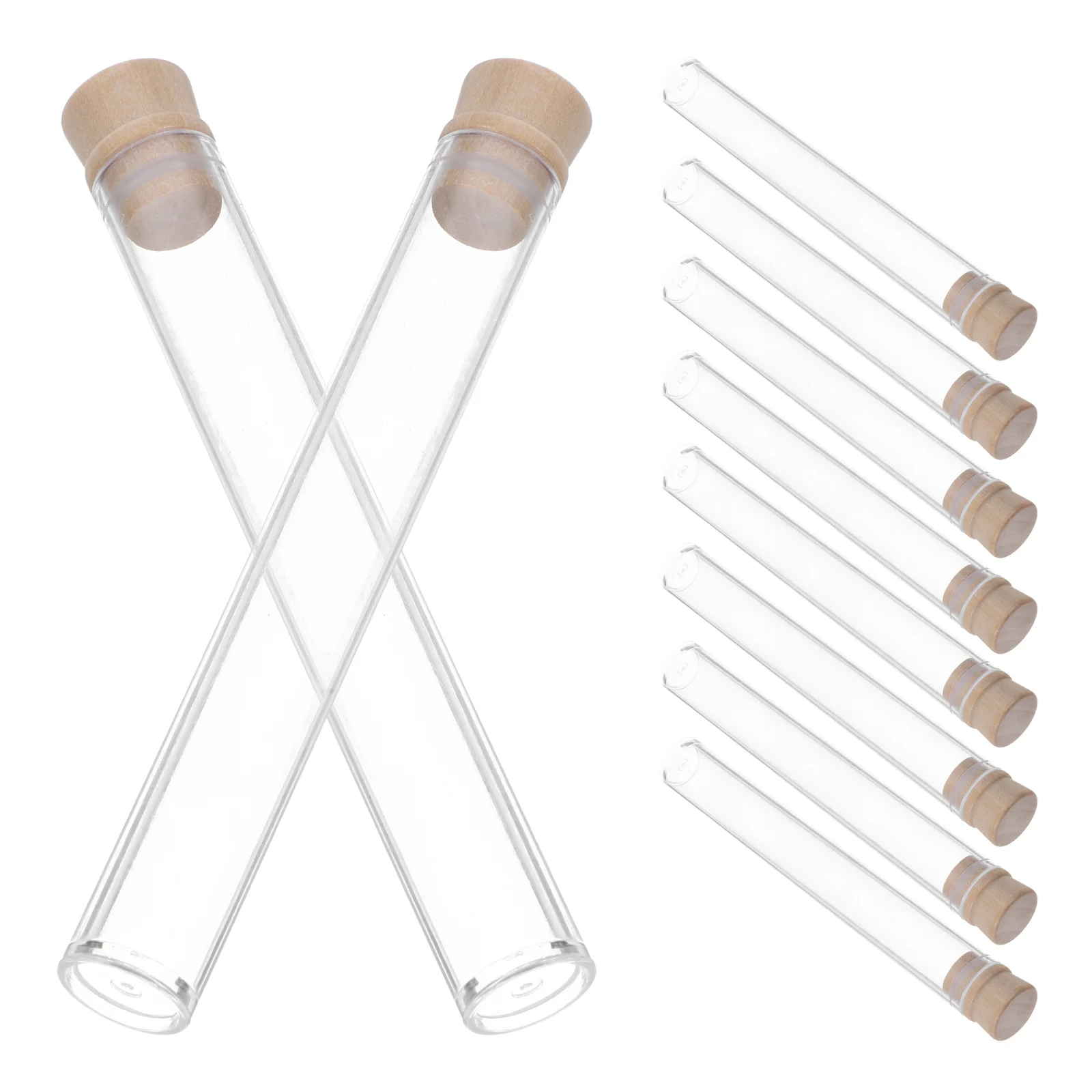 

10pcs Acrylic Sample Tubes Clear Incense Holders Wood Scented Sticks Storage Containers Portable Sealed Crystal Caps