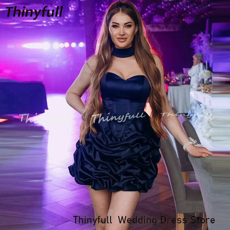 

Thinyfull A-line Short Prom Dresses Sweetheart Sleeveless Satin Homecoming Dress Mini Birthday Gown Robe De Soirée Customized