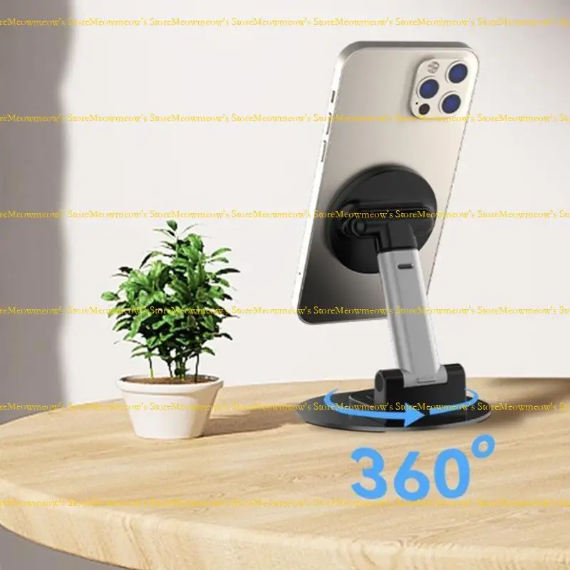 W91A Tabletop الهاتف المحمول حامل سطح المكتب المحمول حامل الهاتف المغناطيسي 360 درجة حامل الهاتف الدوار للهاتف 16 15 14