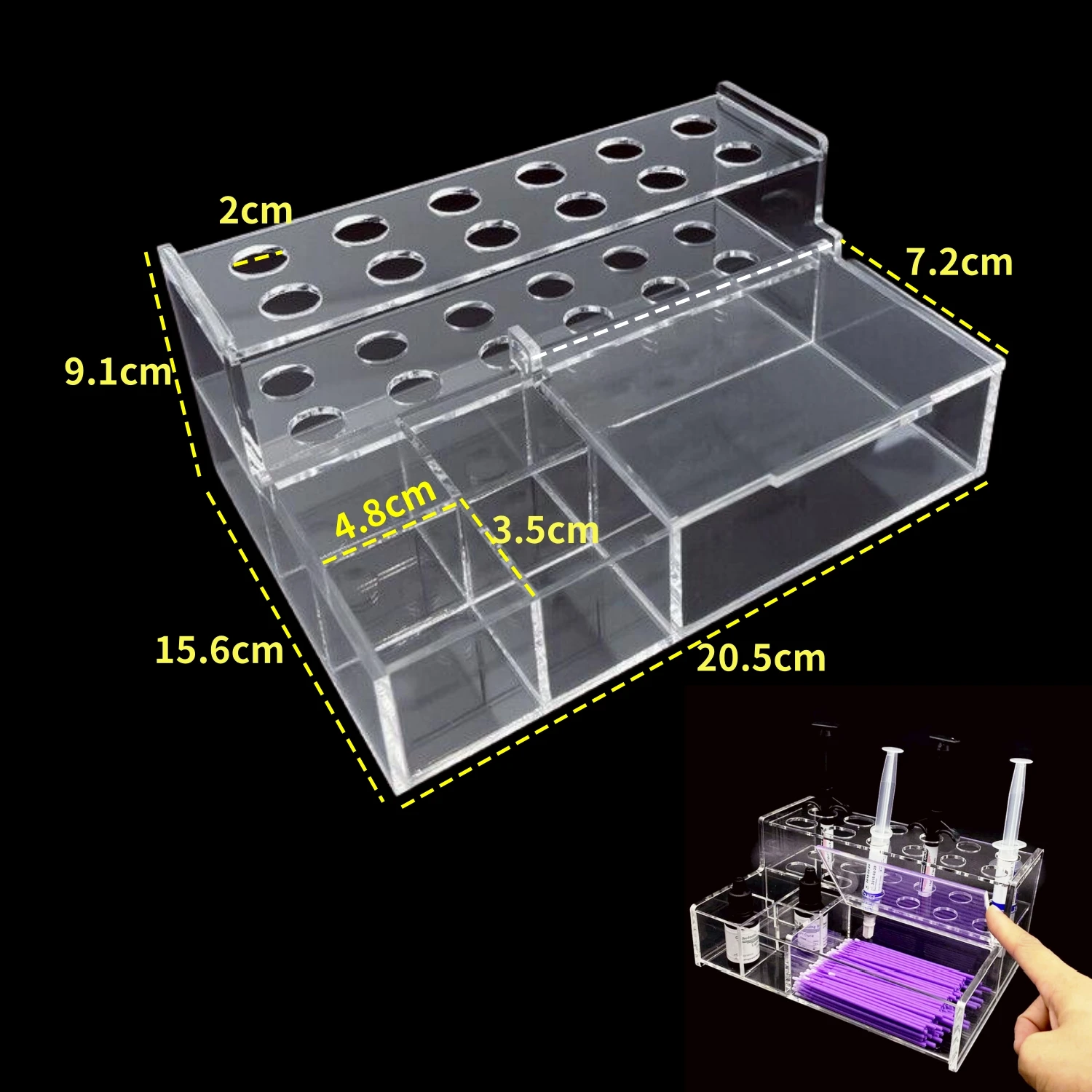 Półka z żywicy dentystycznej akrylowy Organizer aplikator do przechowywania materiału doustnego dozownik stojak na strzykawki kompozytowe