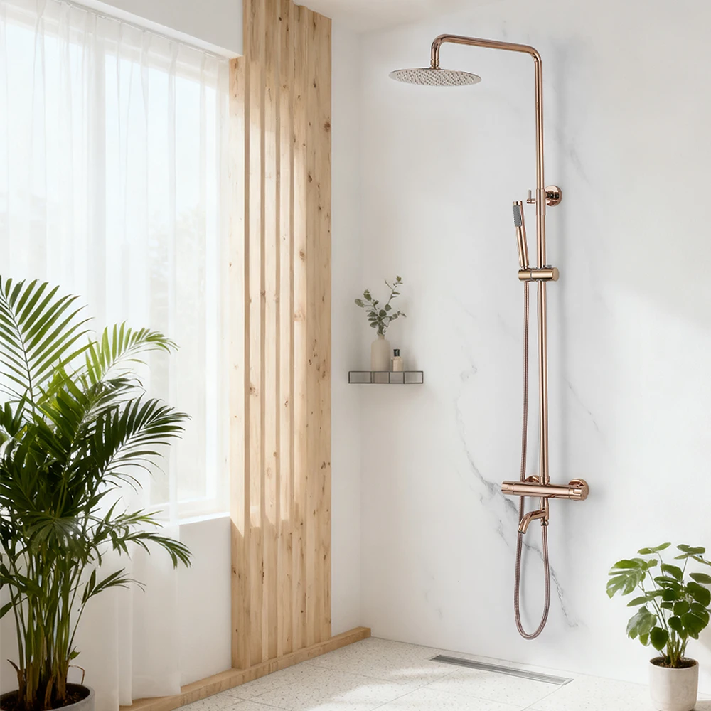 

3 ways Shower Faucet Set Hot And Cold Bathroom Thermostatic Tap Spout Wash Rainfall Mixer Shower System