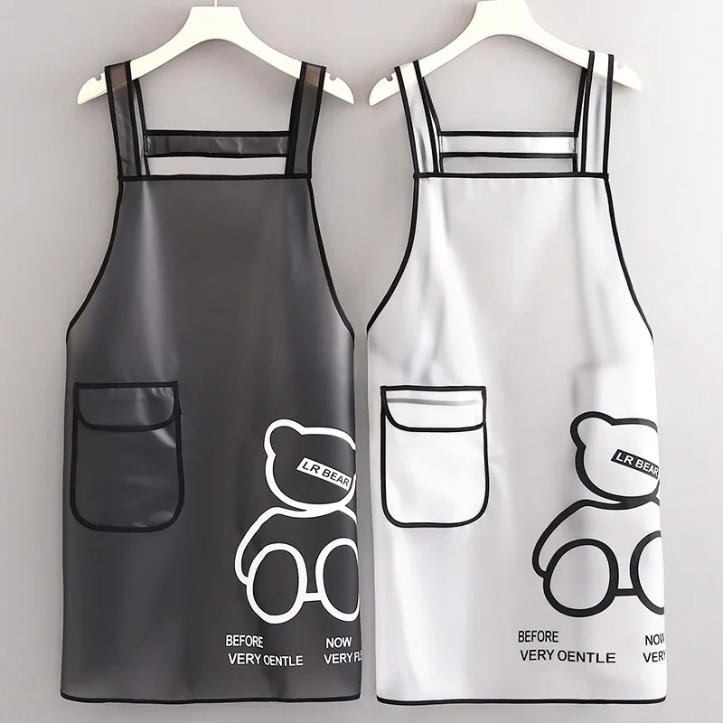 2024 Fashion Apron Home Kitchen Waterproof And Oilproof Aprons Cooking Baking Apron Adults Workwear Cute Cartoon Print Apron