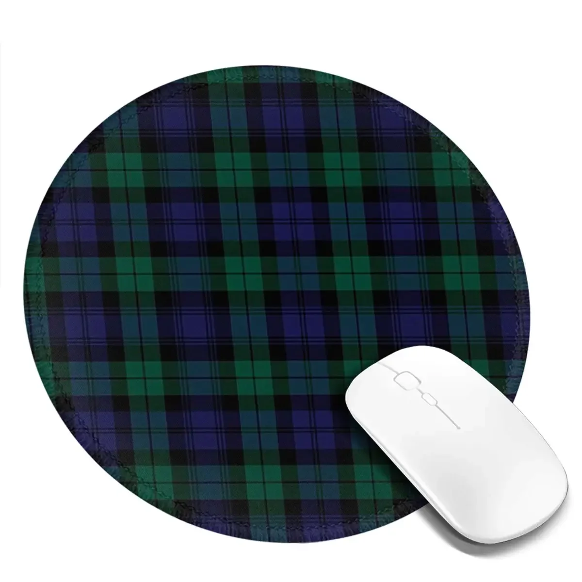 

Круглый коврик для мыши Blackwatch Tartan в современном стиле, сине-зеленый в клетку, для компьютера, клавиатуры, игровой коврик для ноутбука, настольный коврик