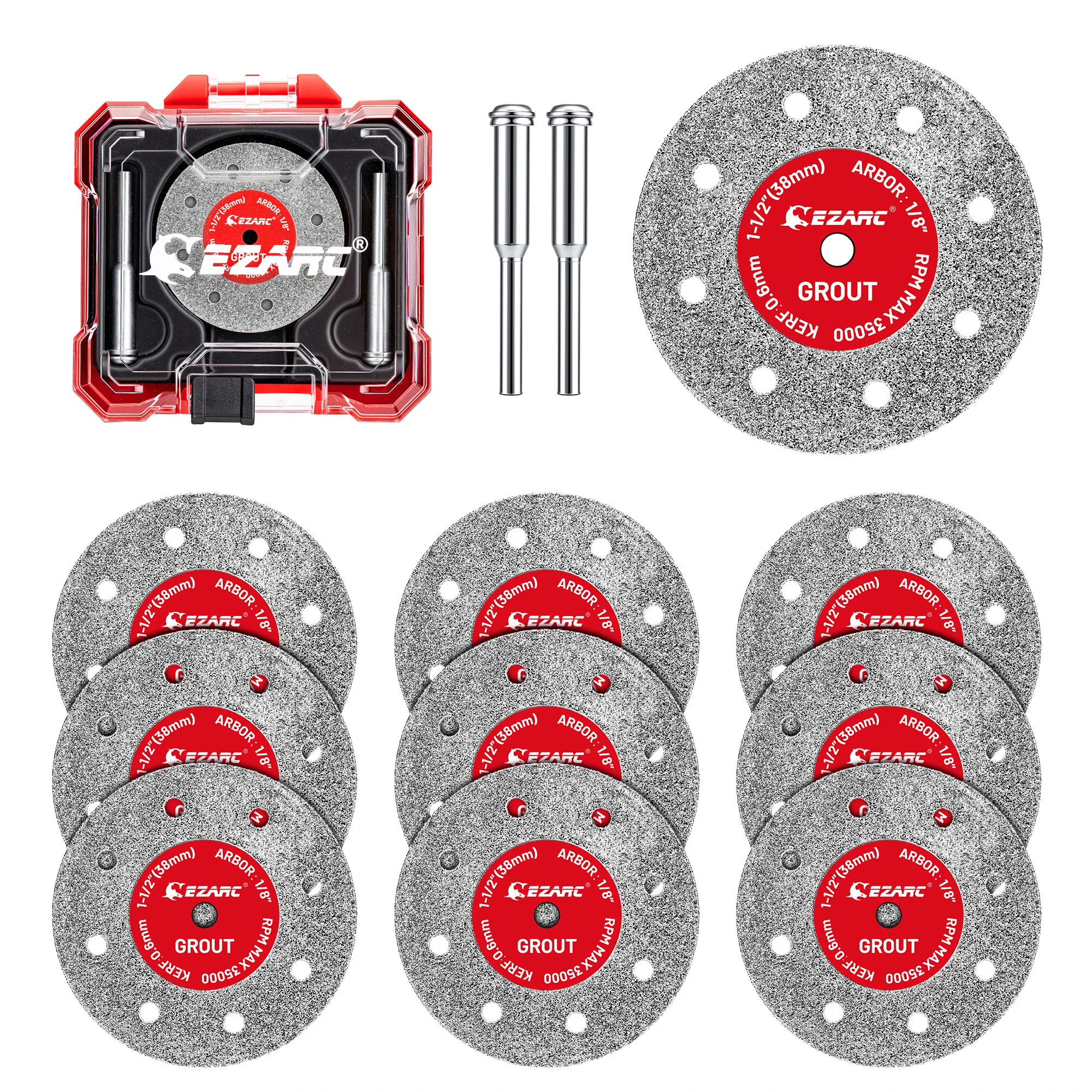 ezarc-10個入り-38mm-ダイヤモンドカッティングホイール-06mm-カーフ、15インチ-x-1-8インチ-タイルカッティングディスク、カット・研磨・彫刻用マンドレル2本付き