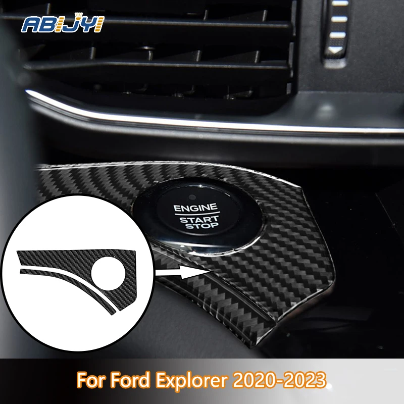 

Push Button Start Box Carbon Fiber Interior Stickers Fits both Horizontal & Vertical Screens For Ford Explorer 2020-2023