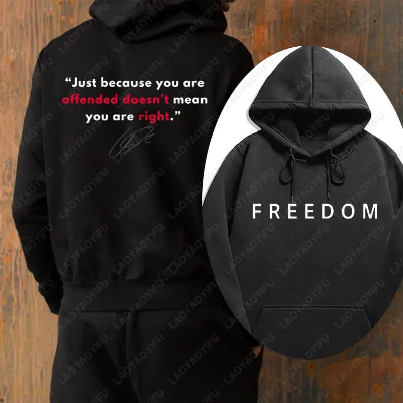 تشارلي كيرك هوديي الحرية إقتباس الإهانة لا يعني حقك طويلة الأكمام البلوز الرجعية عارضة نمط الرجال امرأة هوديس