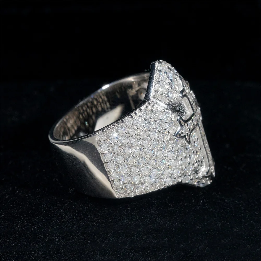 LYEE CYEE Maximalist Hip Hop Wedding Band! 925 Silver with Dense Moissanite, Intricate Pattern, Ultimate Sparkle for Men & Women
