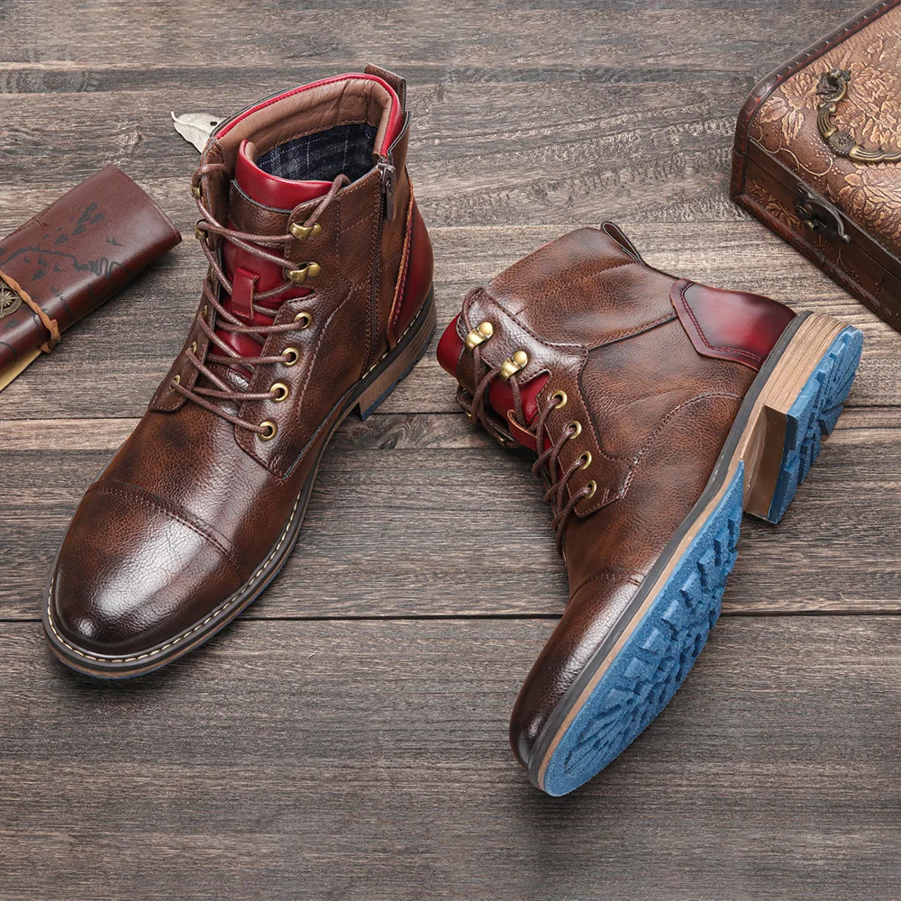 Size 7-13 Boots Men Brand 2024 Fashion Comfortable Boots Leather #AL603C4