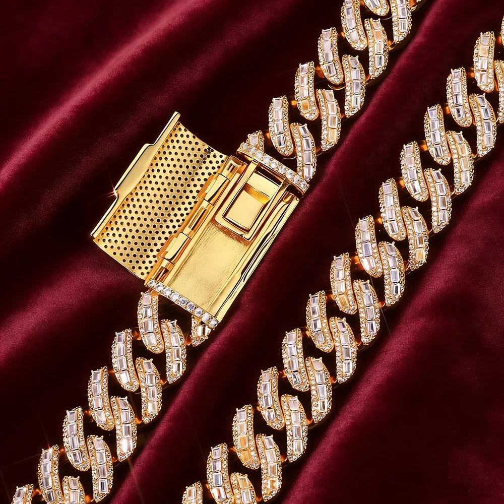 

ESKEEM Hip Hop Jewelry 18mm Brass AAAAA CZ Diamond Necklace Luxury 3 Rows Iced Out Heavy Cuban Link Chain for Men