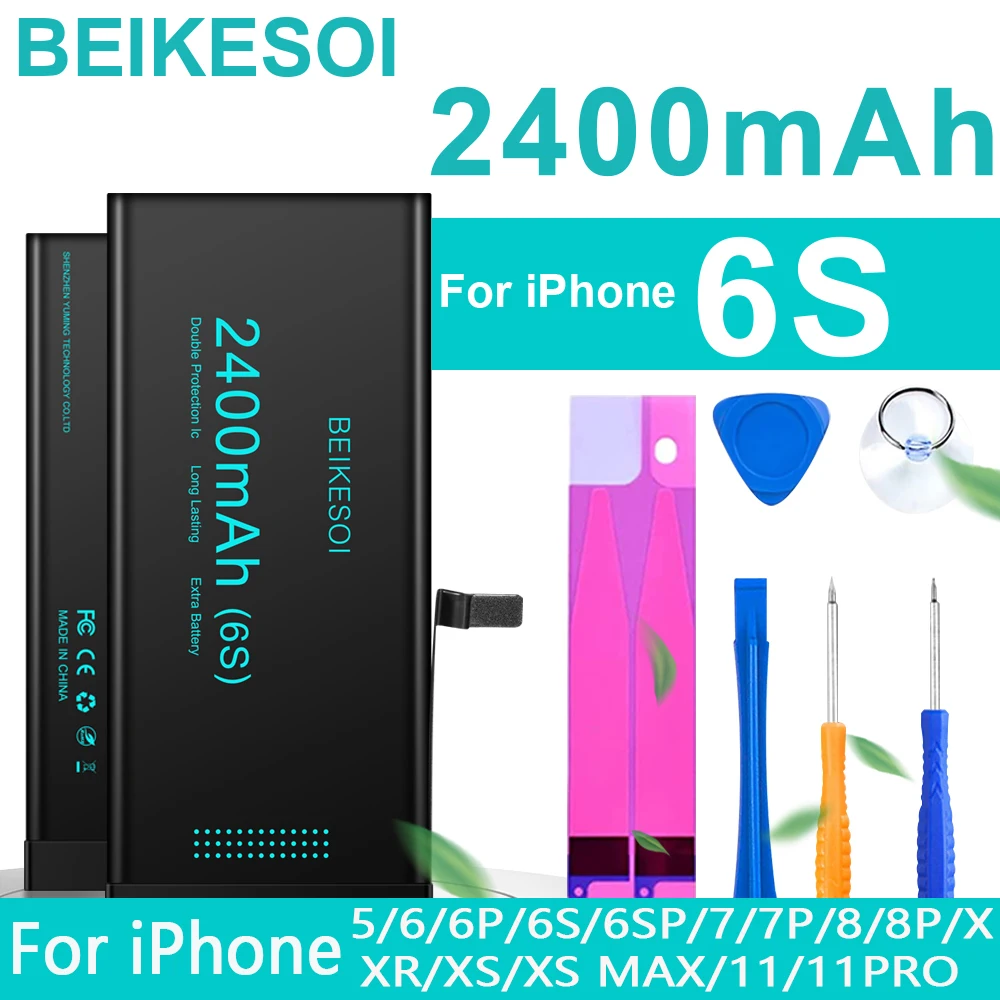 

BEIKESOI Zero-Cycle High Capacity Replacement Bateria for IPhone 6 6S 7 8 Plus X XR XS Max 11 12 Mobile Phone Battery Tool