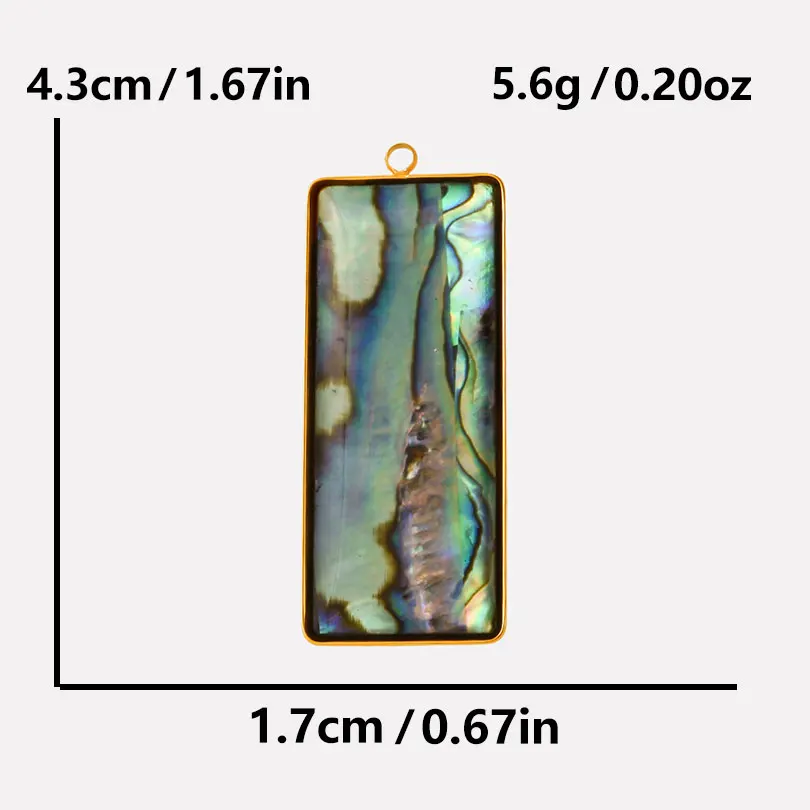 3pcs Abalone Shell Charm Round Rectangle Pendants