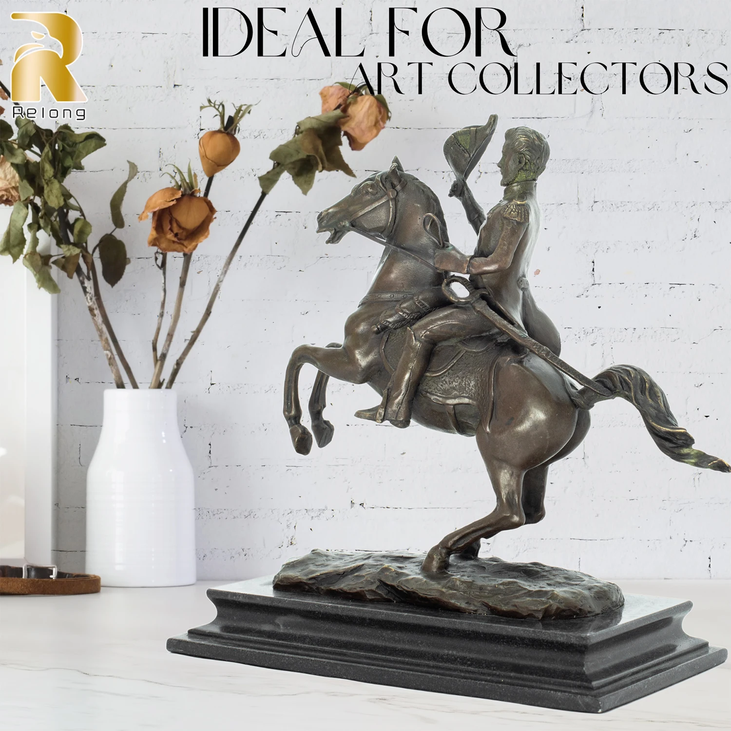 Bronze Ridding Horse Sculpture War General on Horse and Sword Statue Famous Andrew Jackson Figurines For Home Art Decor Crafts