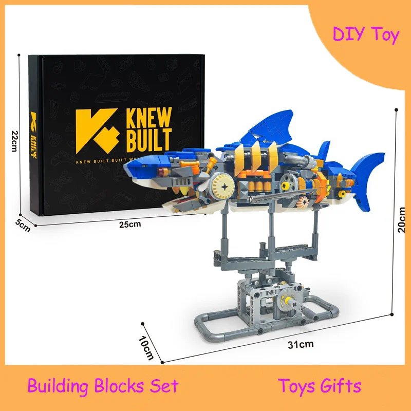 

Shark Building Block Toy Set - Creative Shark Assembly Model, Educational Puzzle Toy, Perfect Birthday Gift for Kids
