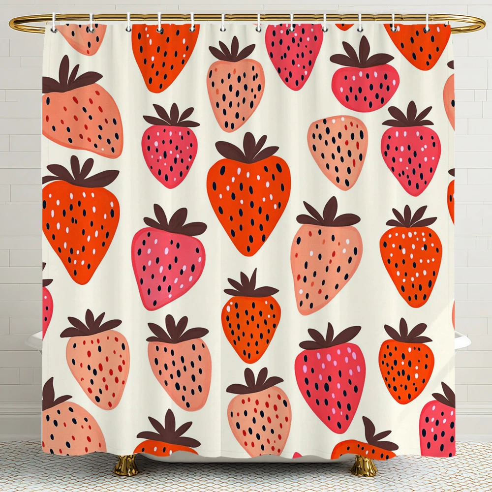 Summer Fruit Shower Curtain Exotic Yellow Lemon Flower Green Leave Pattern Design Fabric Waterproof Bathroom Decor Bath Curtains