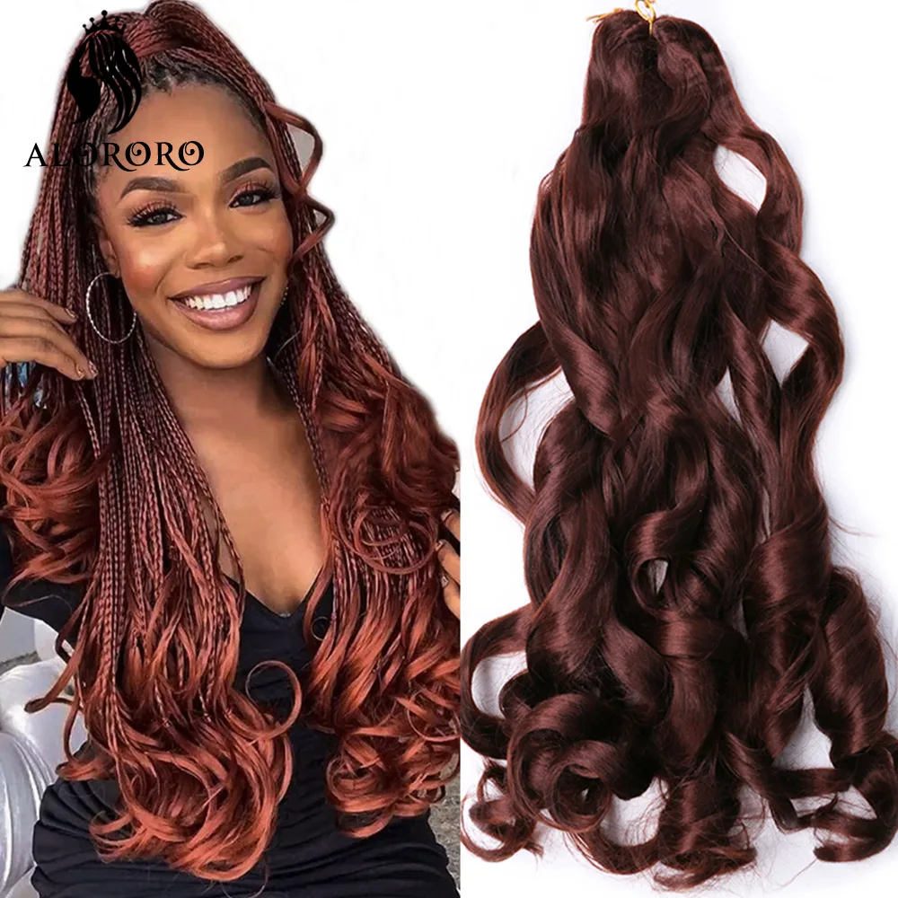 At Wave-Extensions de Cheveux Synthétiques pour Femme, Tresses en Spirale, Crochet, Boucles Françaises Pré-Étirées, Tressage Ombré