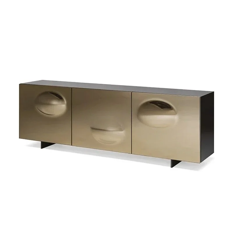 

Italian light luxury dining side cabinet, kitchen integrated against the wall floor stainless steel, living room home locker