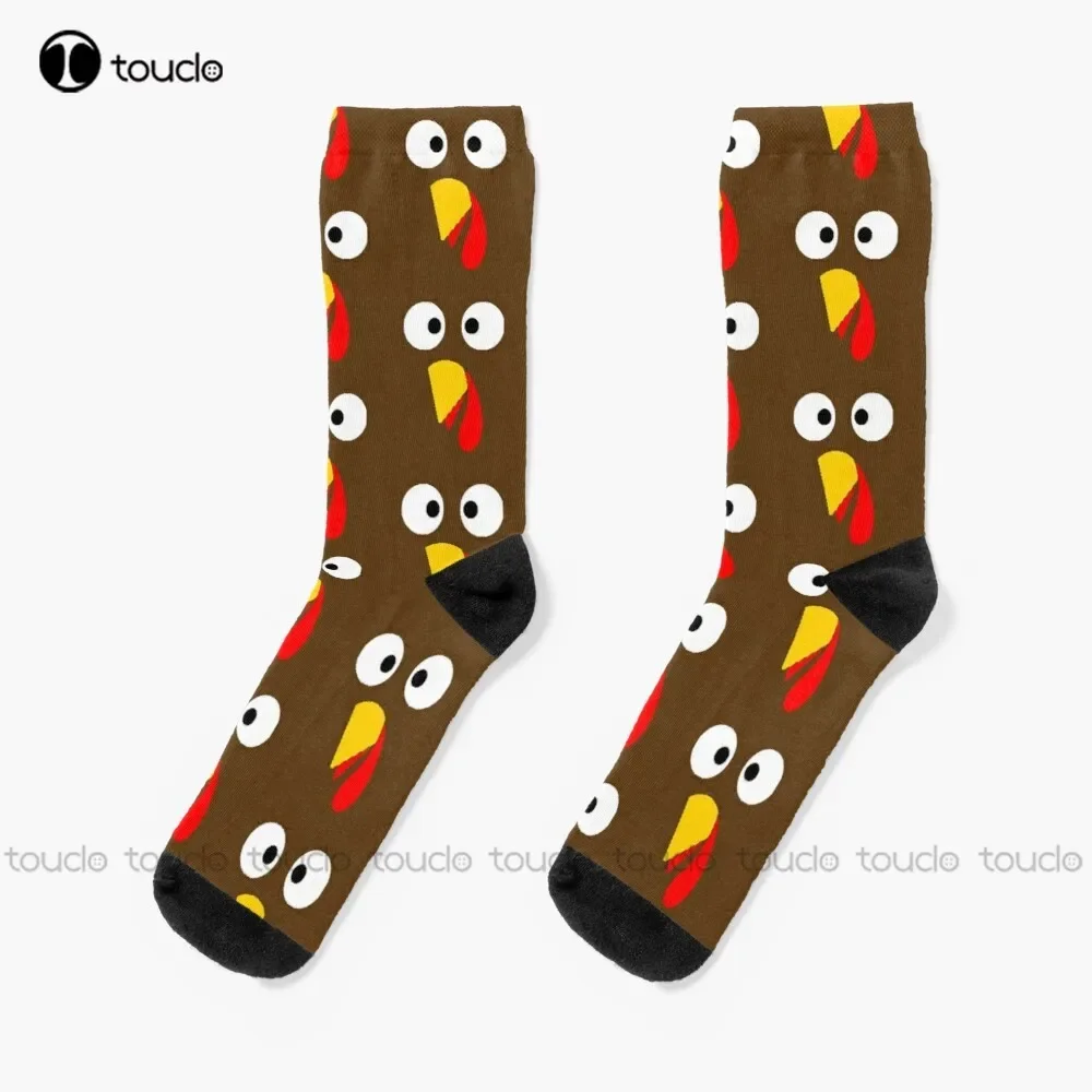 

New Cute Turkey Thanksgiving Day Halloween Turkey Face Costume Socks Basketball Socks Personalized Custom Unisex Adult Socks