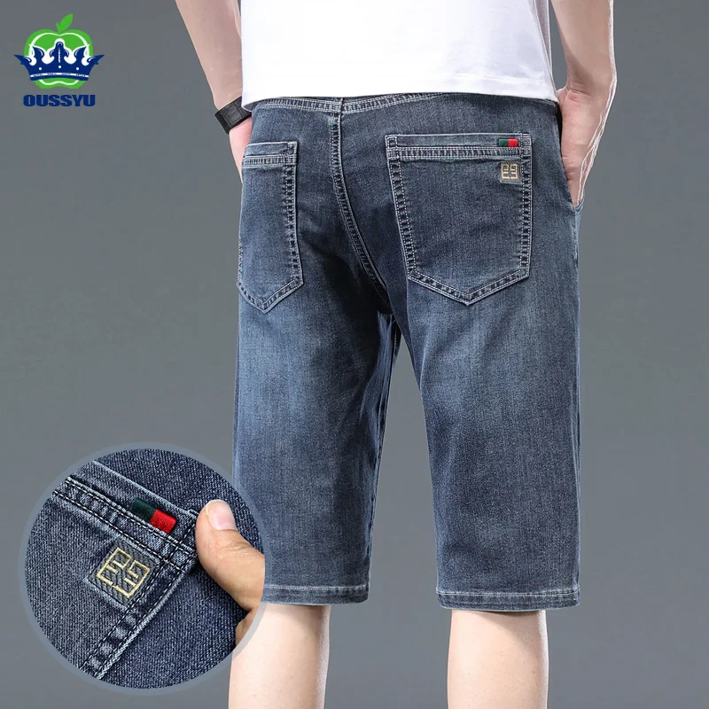 

Brand Clothing Luxury Summer Classic Shorts Jeans Men Denim Pants Straight Stretch Knee Length Outdoors Daily Short Plus Size 40