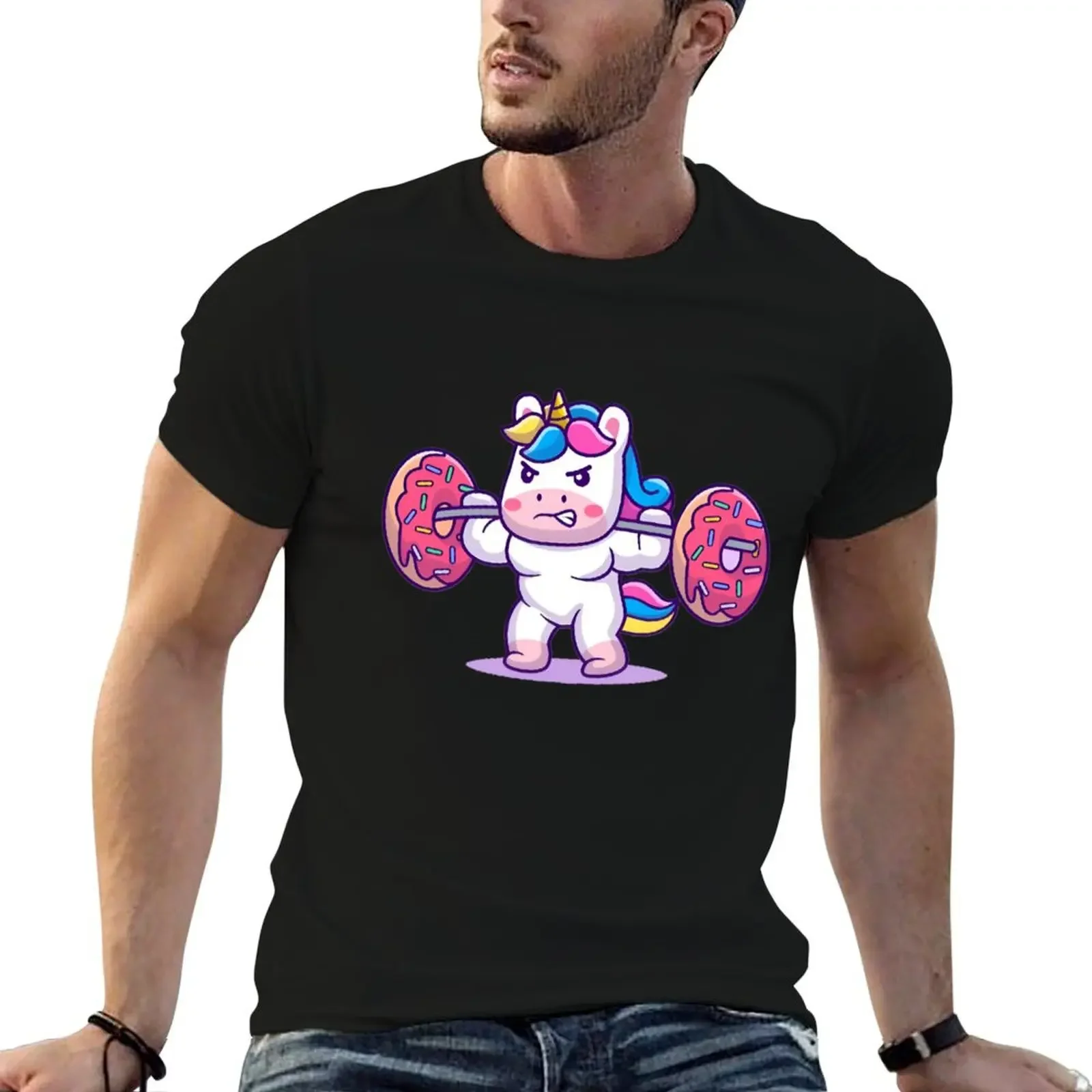 

Unicorn donut Weightlifting T-Shirt cute tops plus sizes shirts men graphic