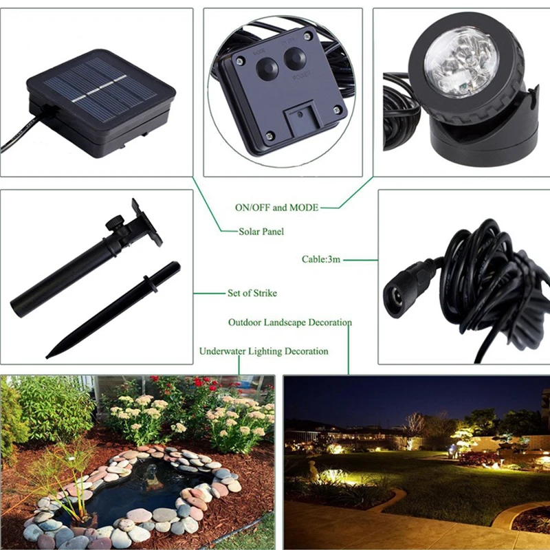 Solar Underwater Lights Garden Pool Yard Landscape Spotlights For Outdoor Waterproof Pond Aquarium Fish Tank Decor Solar Lamp images - 6