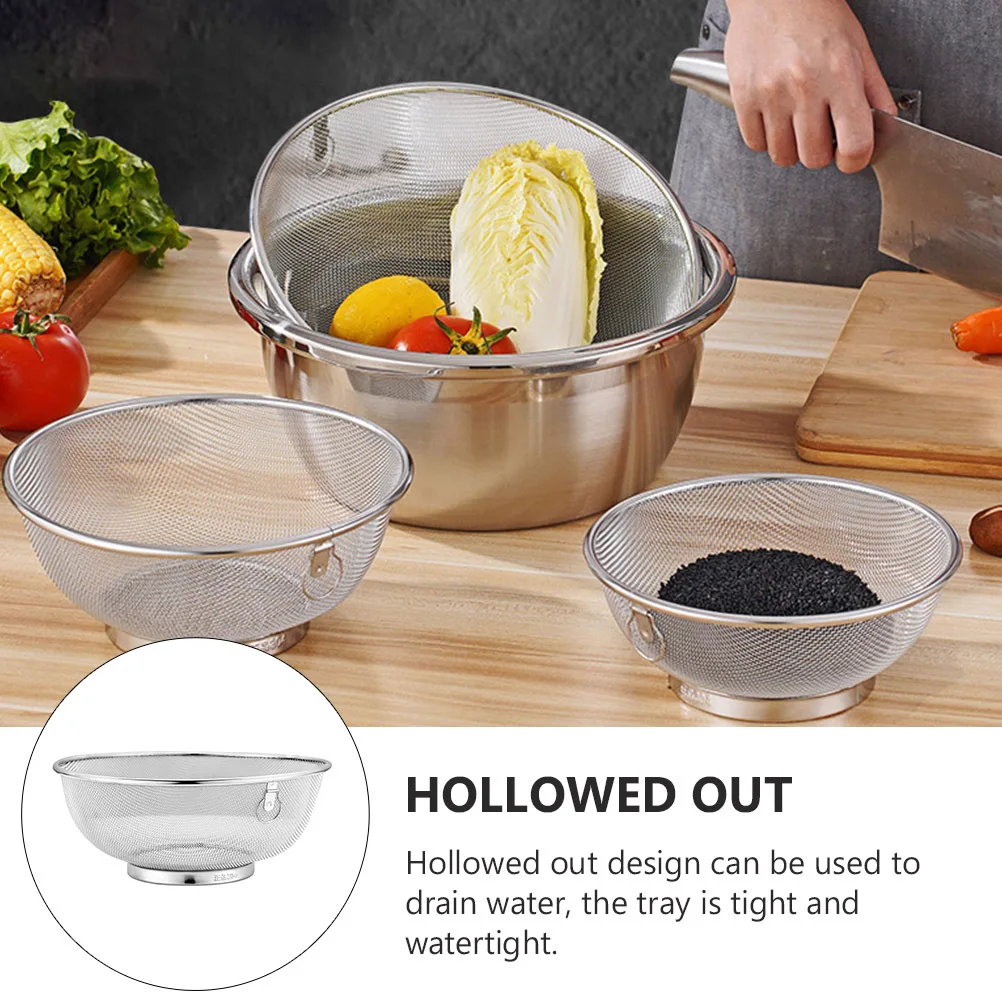 

Stainless Steel Rice Washing Basket Hollowed-Out Drain Design Non-Slip Bottom Kitchen Sink Colander Fruit Vegetable