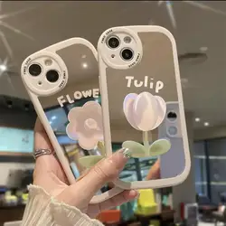 Luxury Make Up Mirror Phone Case for Huawei Nova 7 SE 5T P20 Pro P40 P30 Lite Mate 20Fashion Tulip Flowers Soft Silicone Cover