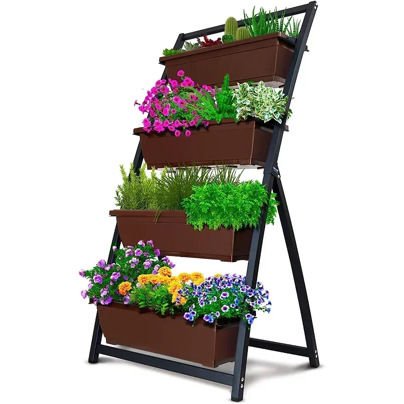 4-Ft Raised Garden Bed - Vertical Garden Freestanding Elevated Planters 4 Container Boxes Patio Indoor Outdoor