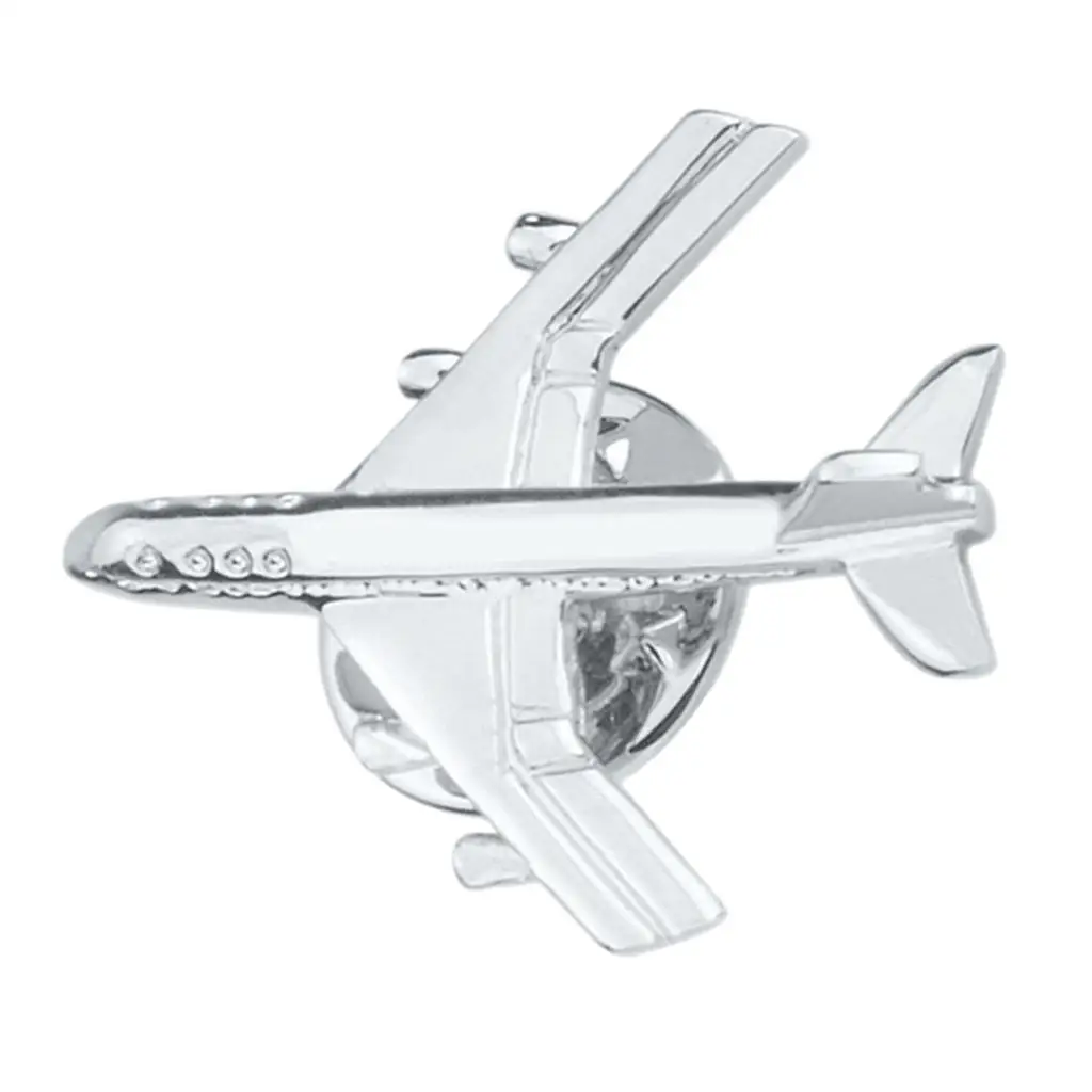 Airplane Breastpin Collar Brooch Pin Silver Brass Fashion Accessory for Jewelry Making Men Women